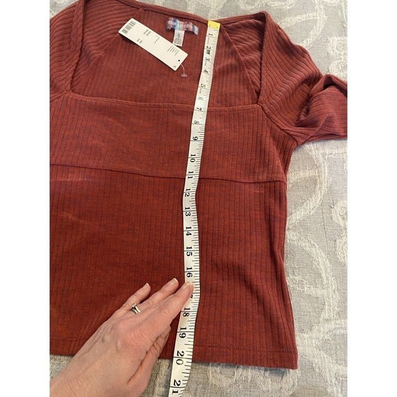 Urban Outfitters Ribbed Stretch Knit Top Square Neck Red Rust Size Large NWT - Picture 10 of 11